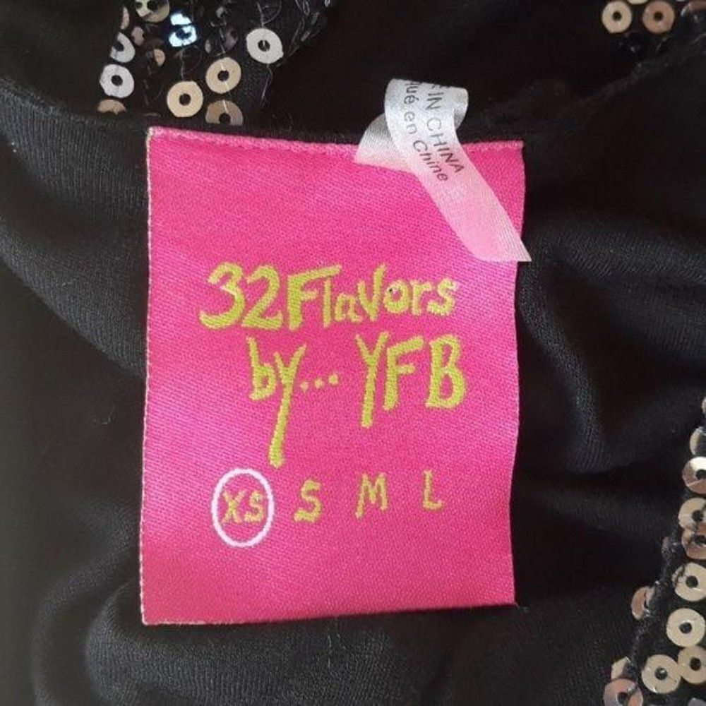 32 Flavors Dress Flapper Sequined Striped Tiered‎ Sleeveless Mini Black Sz XS - Picture 3 of 8